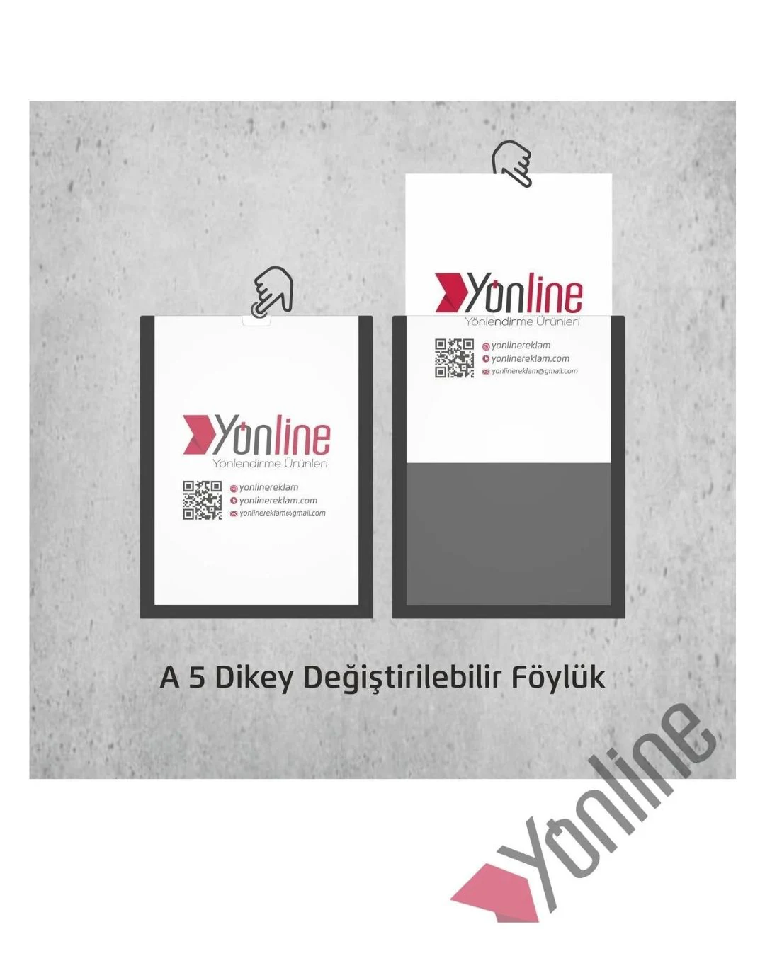 A5 Dikey Kolay Değiştirilebilir Kapı ve Duvar Tipi Föylük Pano