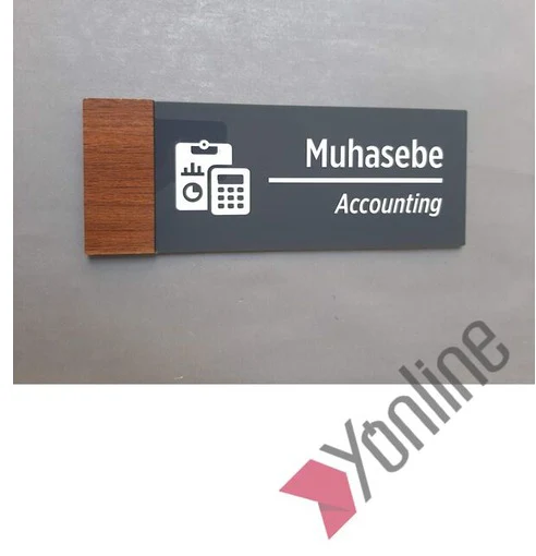 Wooden Serisi Muhasebe Kapı İsimliği