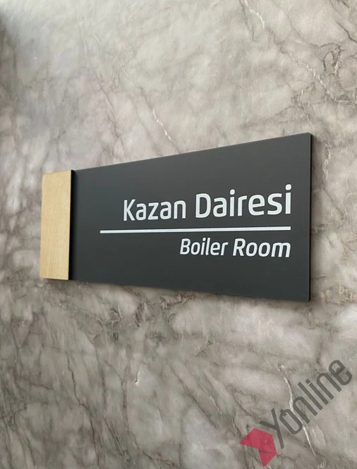 Ahşap Kenarlı Mat Antrasit Kapı İsimliği
